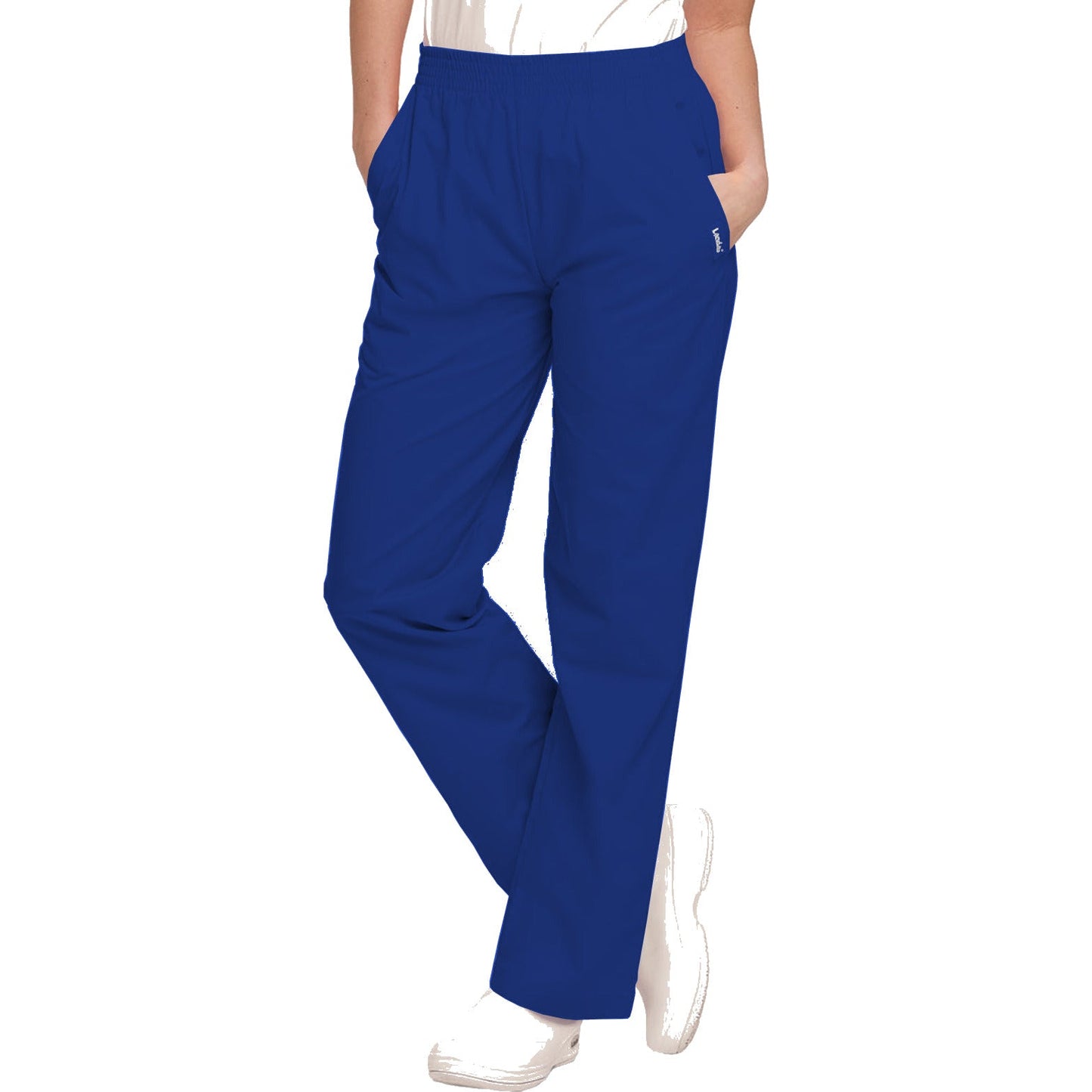 Landau Essentials Women's 2-Pocket High-Rise Elastic Waist Straight Leg Pant - Petite