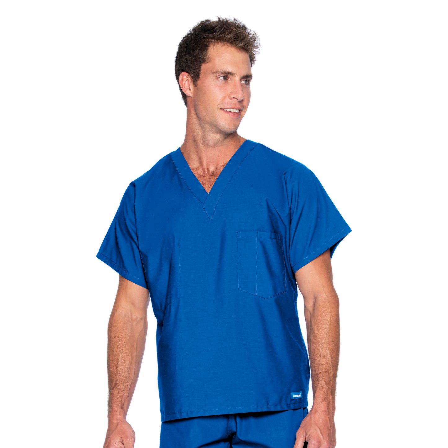 Landau Essentials Unisex Reversible 1-Pocket V-Neck Top