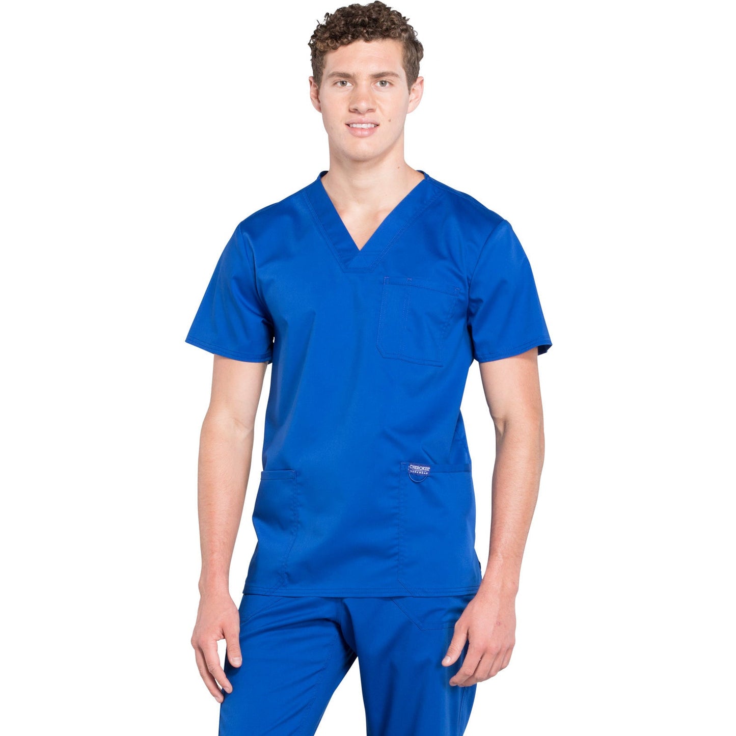 Cherokee Workwear Revolution Men's 3-Pocket V-Neck Top